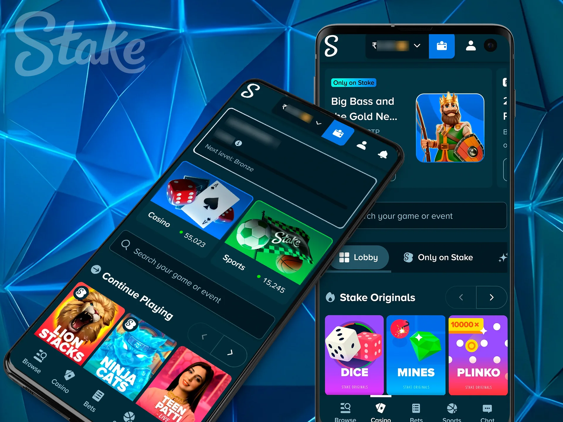 Smartphone displaying the Stake mobile application interface.