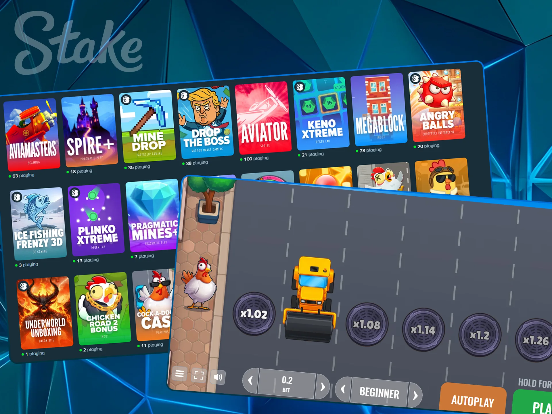 Graphic showing the Stake Crash game interface.