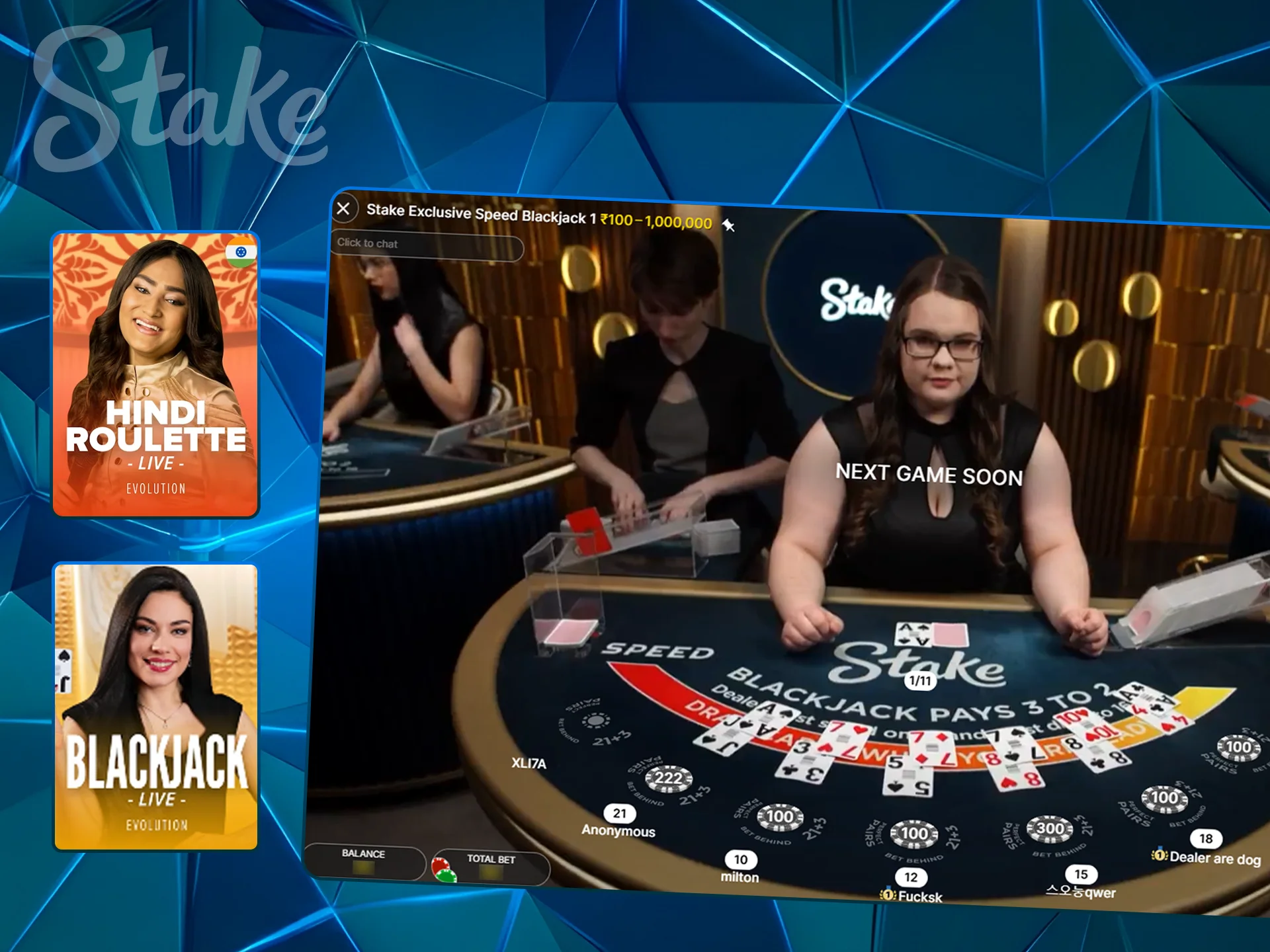 Live dealer at a Hindi Roulette table.