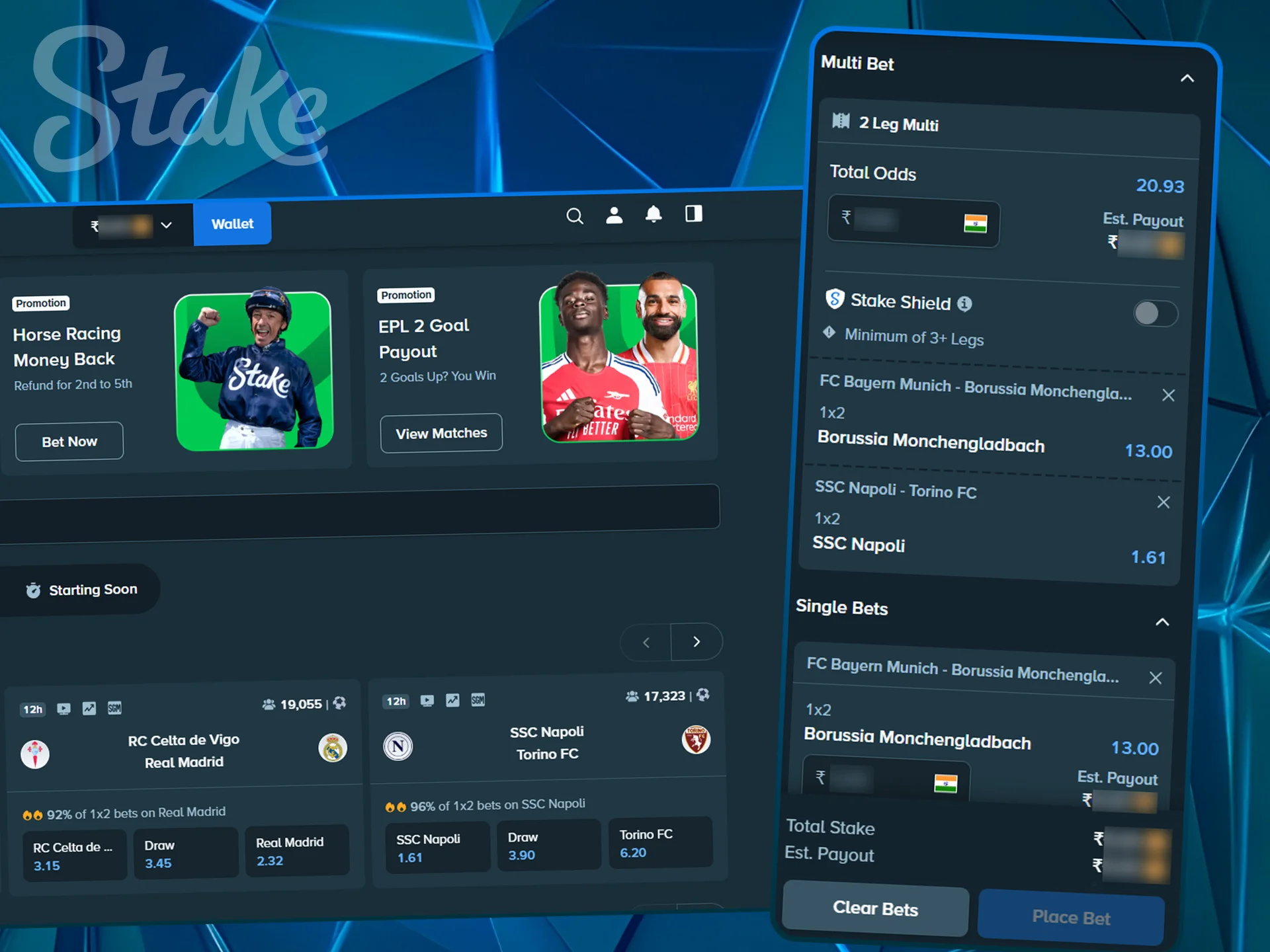 User clicking the button to confirm a sports wager.
